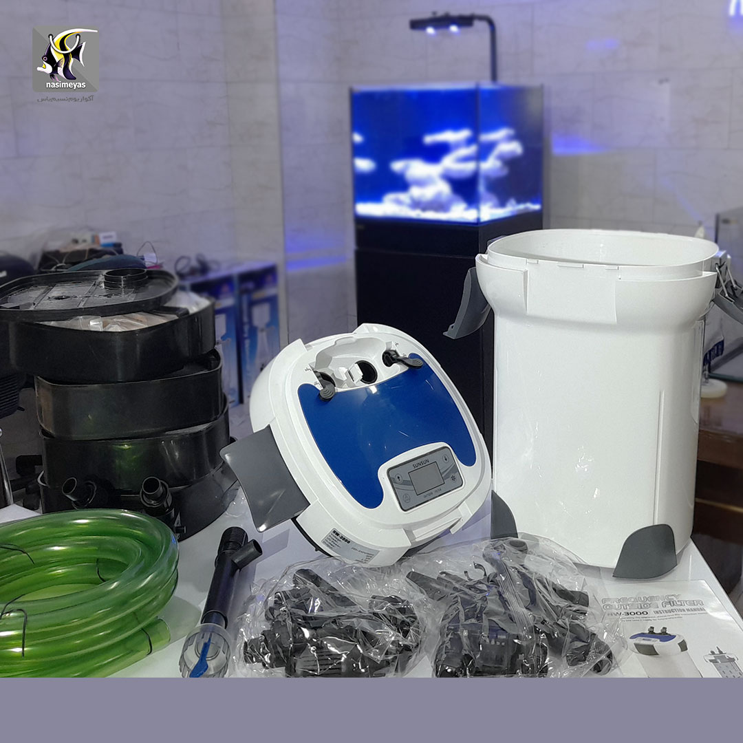 فیلتر سطلی آکواریوم با کنترلر و یو وی مدل HW-3000 سان سان